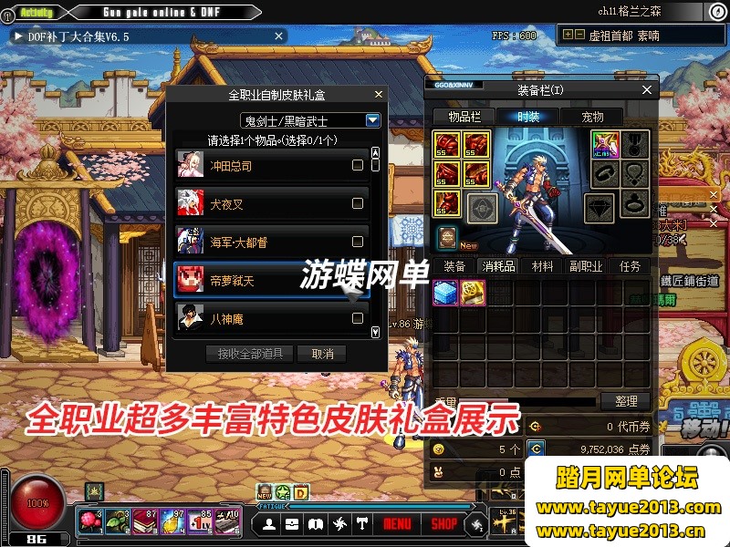 DOF单机版86黑金第二版完整任务单人副本革新丝滑技能GM网单