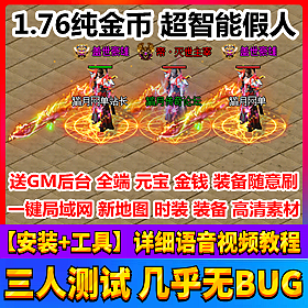 【踏月网单】1.76纯金币网游单机局域网版 智能假人攻城